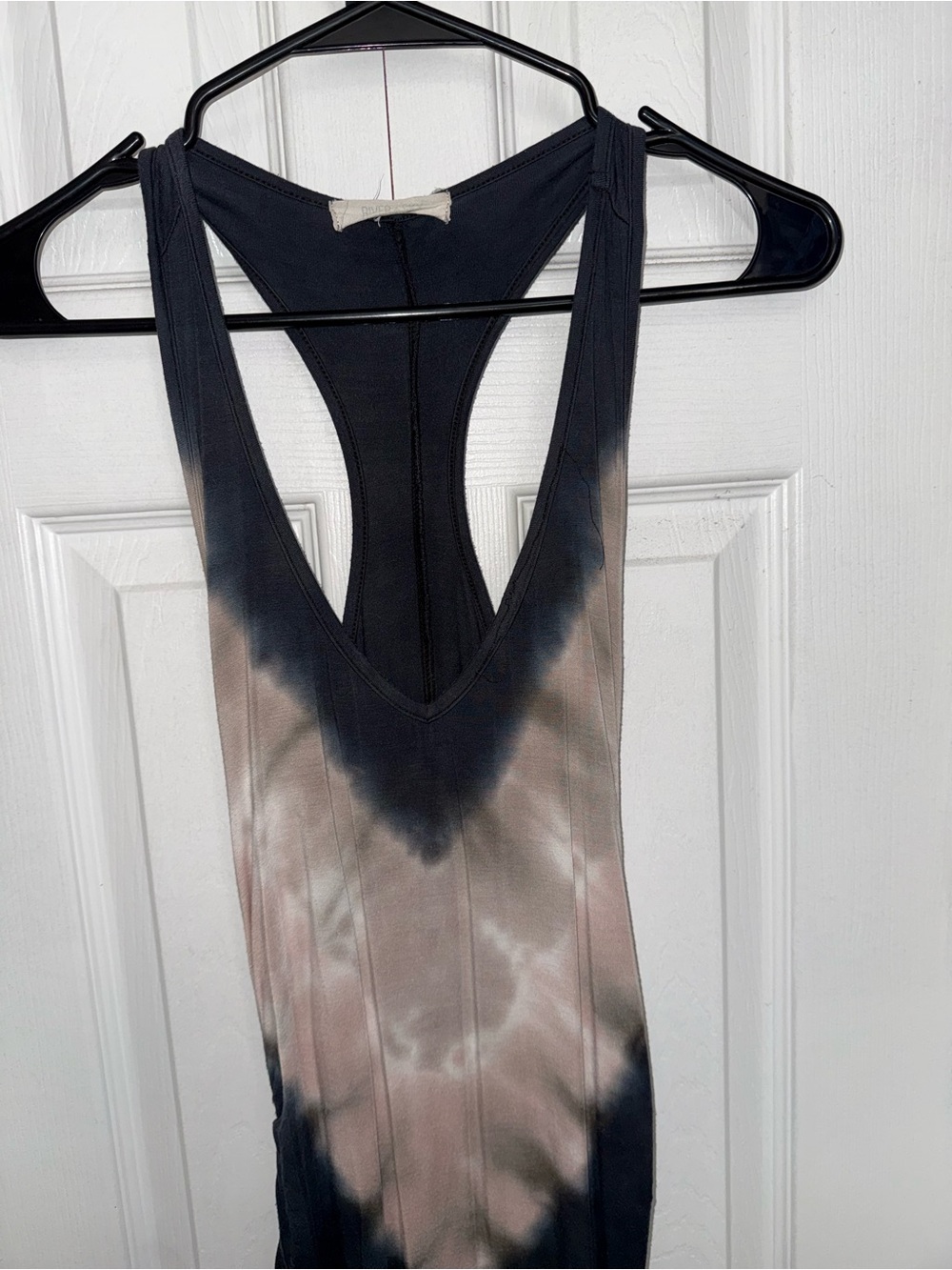River Island Tie-Dye Racerback Tank - Black and Taupe